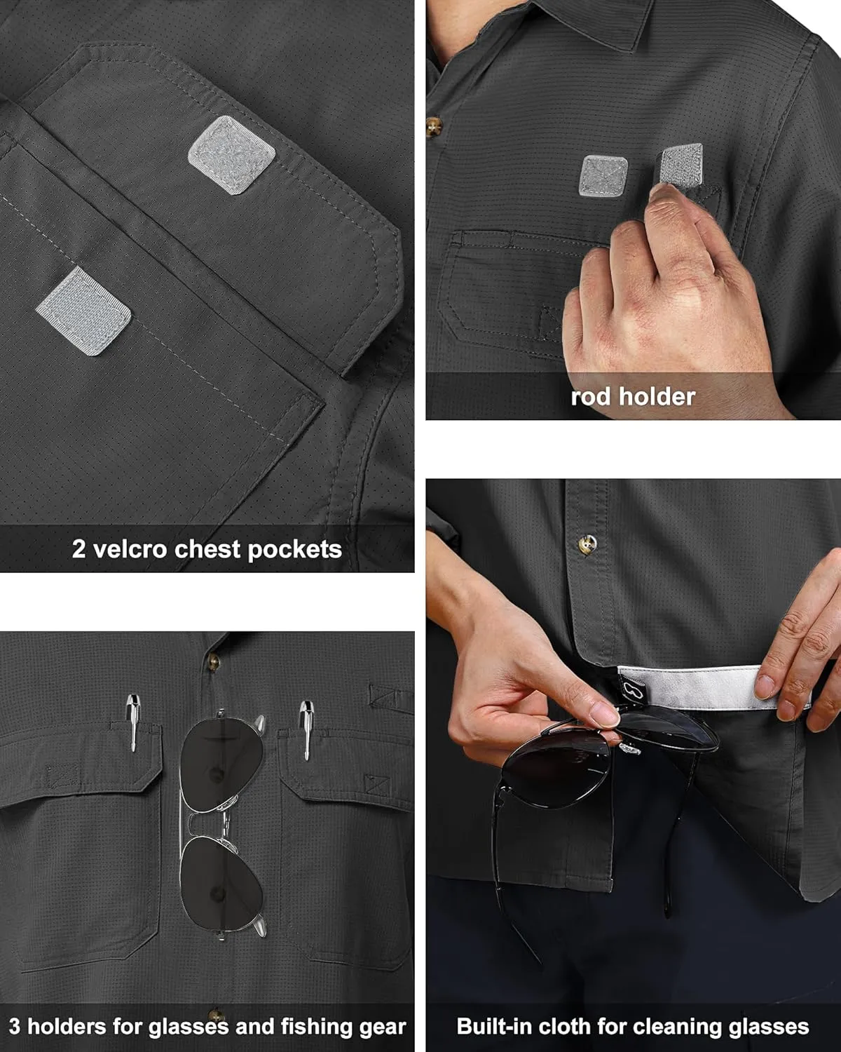 33,000ft Men's UPF 50  UV Short Sleeve Hiking Fishing Shirt Quick Dry Cooling PFG Sun Protection Shirt for Travel Safari
