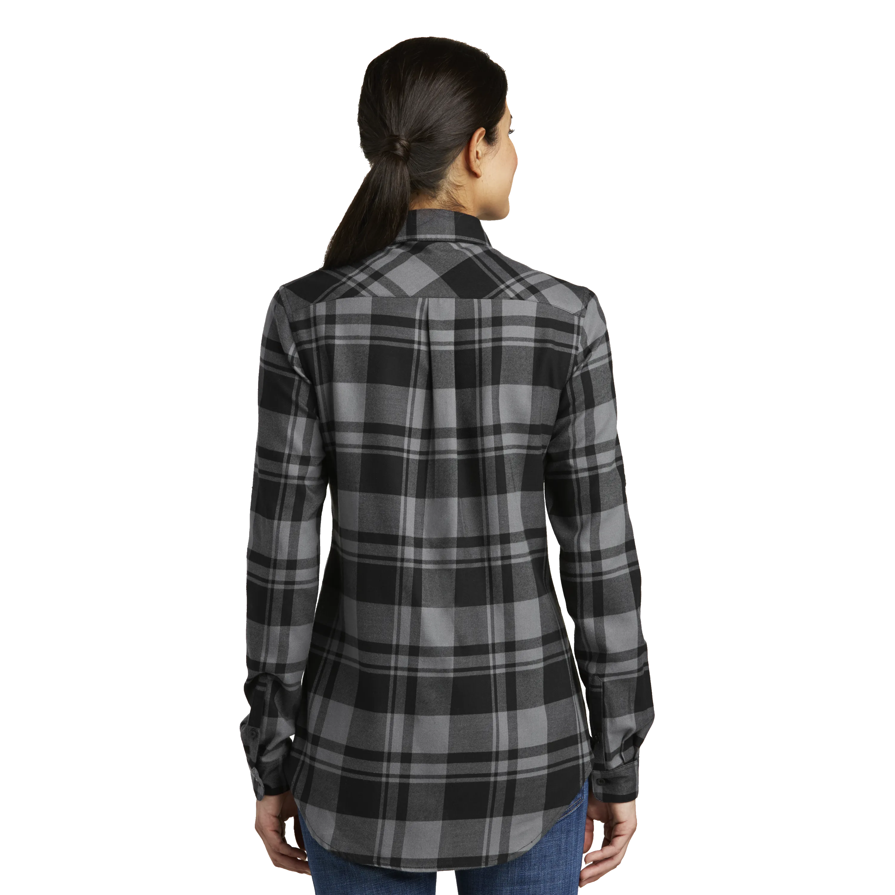 B1827W Ladies Plaid Flannel Tunic