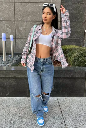Back To The Weekend Plaid Top - Lavender/combo