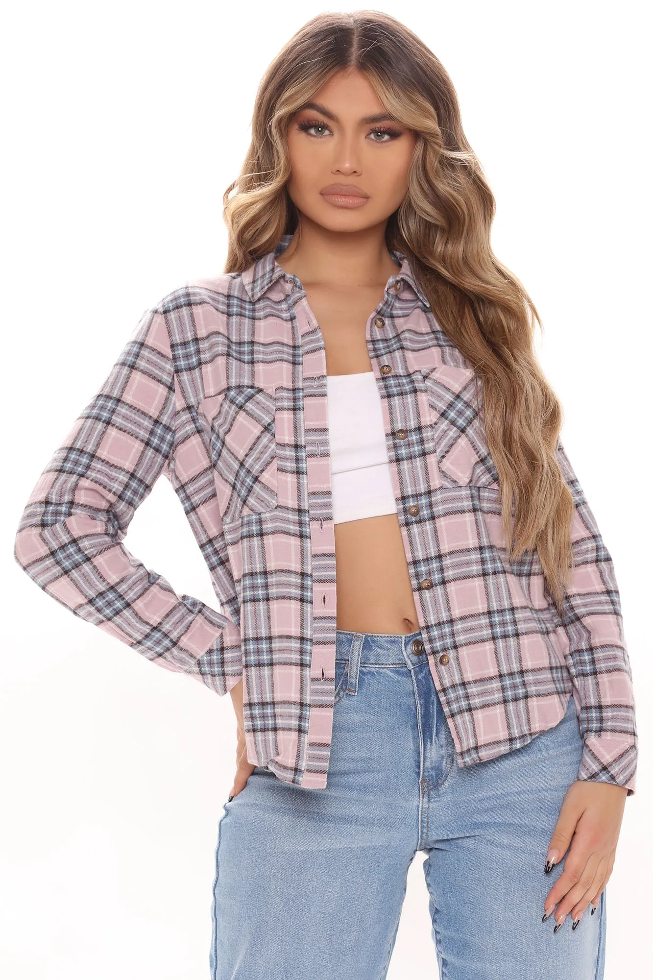 Back To The Weekend Plaid Top - Lavender/combo
