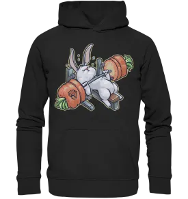 Benchpressing white bunny Hoodie (EU)