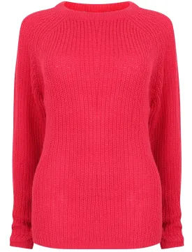 Bilberry Crew Neck Fisherman Knit Jumper In Raspberry Sorbet - Tokyo Laundry
