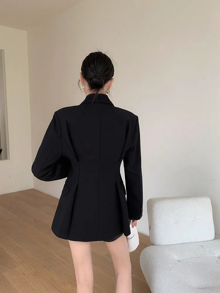 Black One Button Tailored Blazer