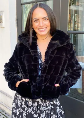 Blank NYC Supa Star Faux Fur Jacket-Black