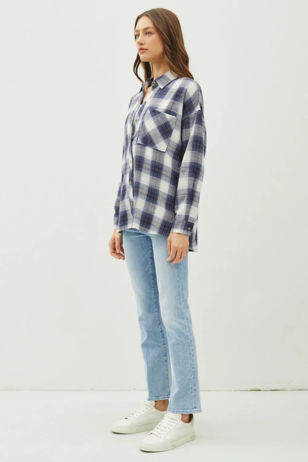 Blue Zone Planet |  Be Cool Plaid Flannel Button Down Shirt with Chest Pocket