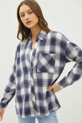 Blue Zone Planet |  Be Cool Plaid Flannel Button Down Shirt with Chest Pocket