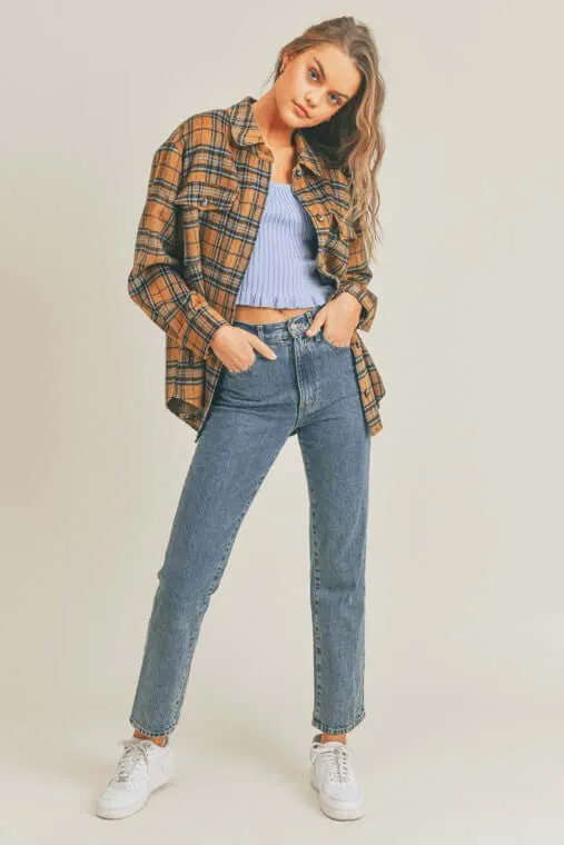 Brown Plaid Flannel Shacket