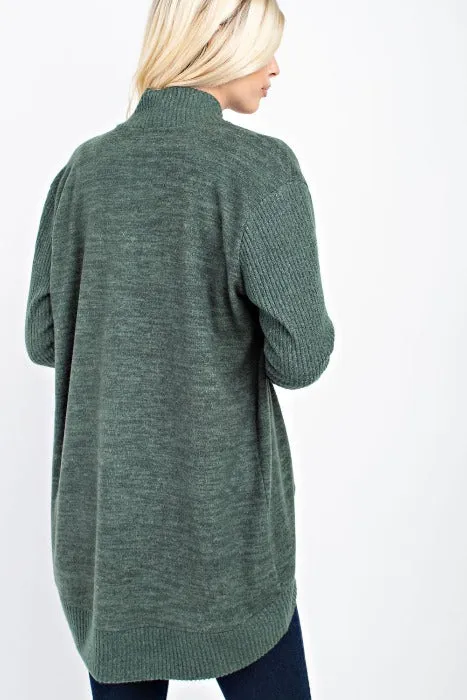 Brushed relaxed fit knit cardigan - Olive