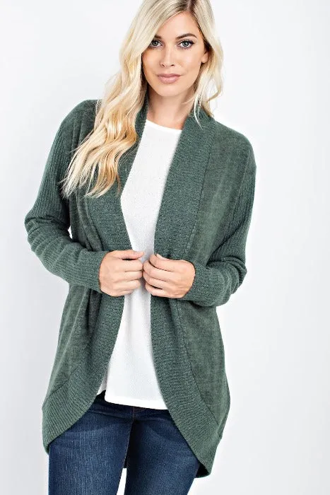 Brushed relaxed fit knit cardigan - Olive