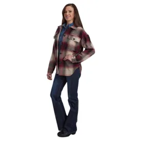 Burgundy Plaid Flannel Shirt Jacket 03-098-0119-1805