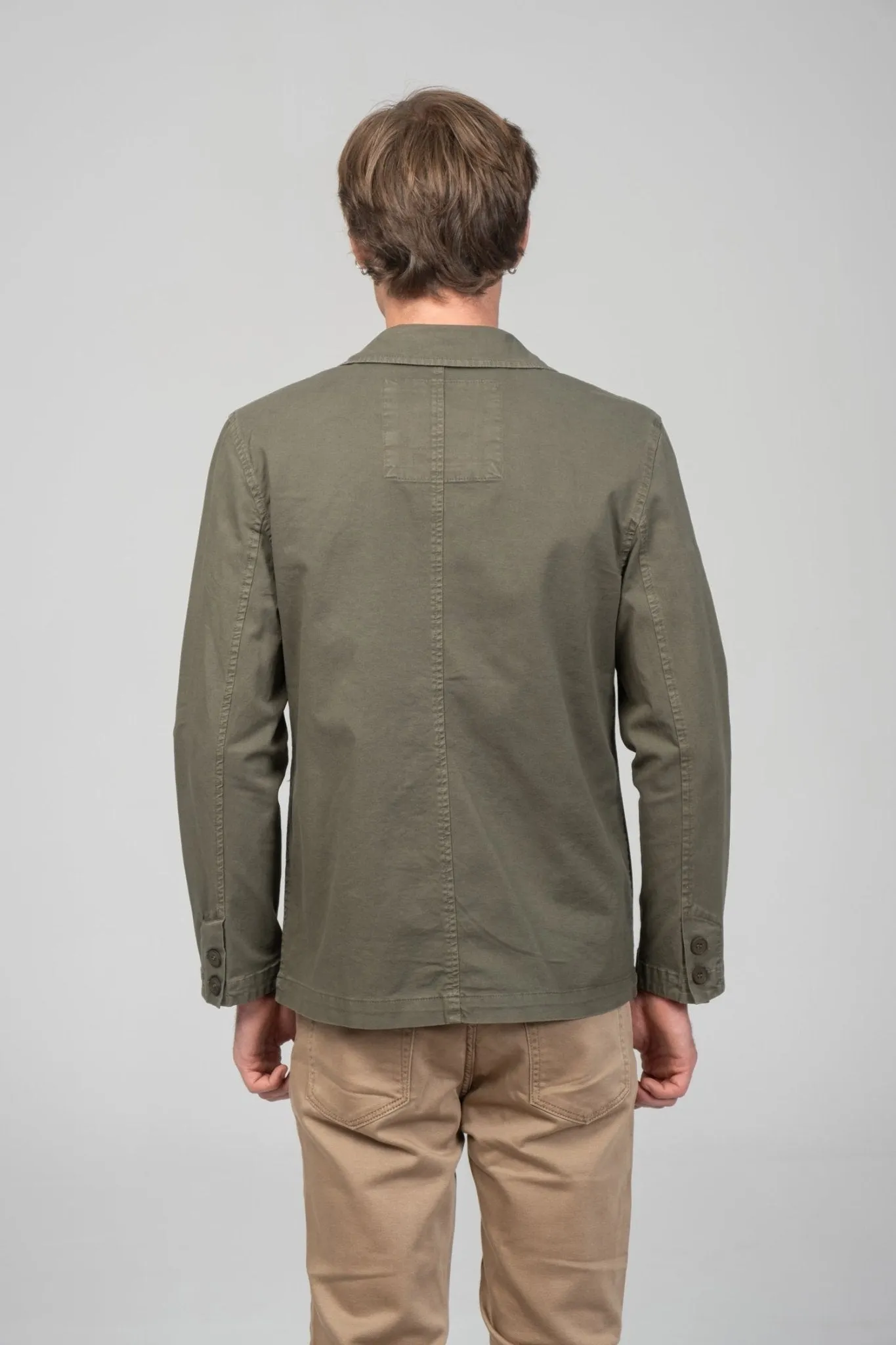 Cotton Sleek Pockets Blazer - Khaki
