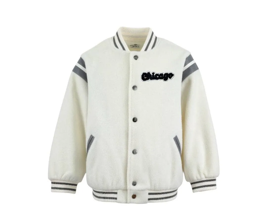 Cream Chicago Varsity Jacket