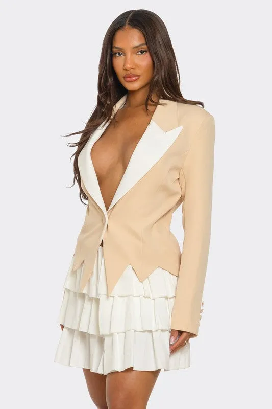 EM Two-Tone Blazer Dress