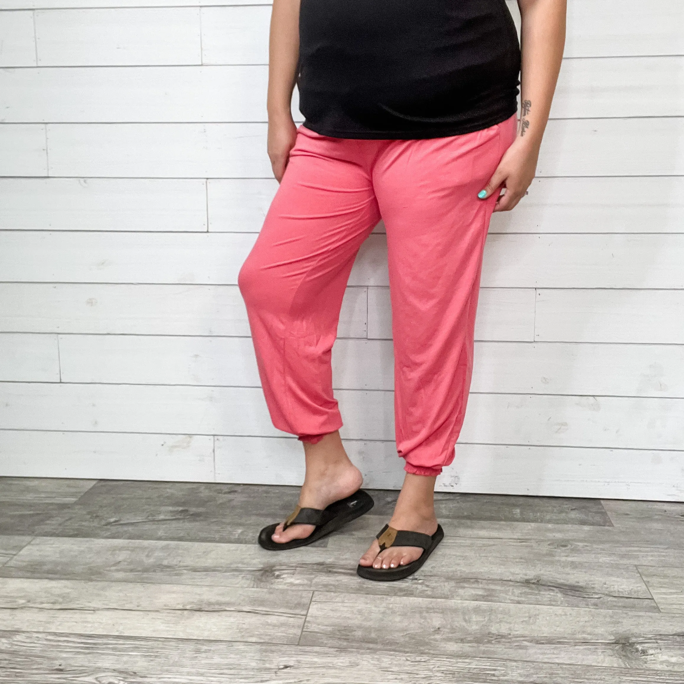 High Waisted Smocked Lounge Joggers (Multiple Colors)