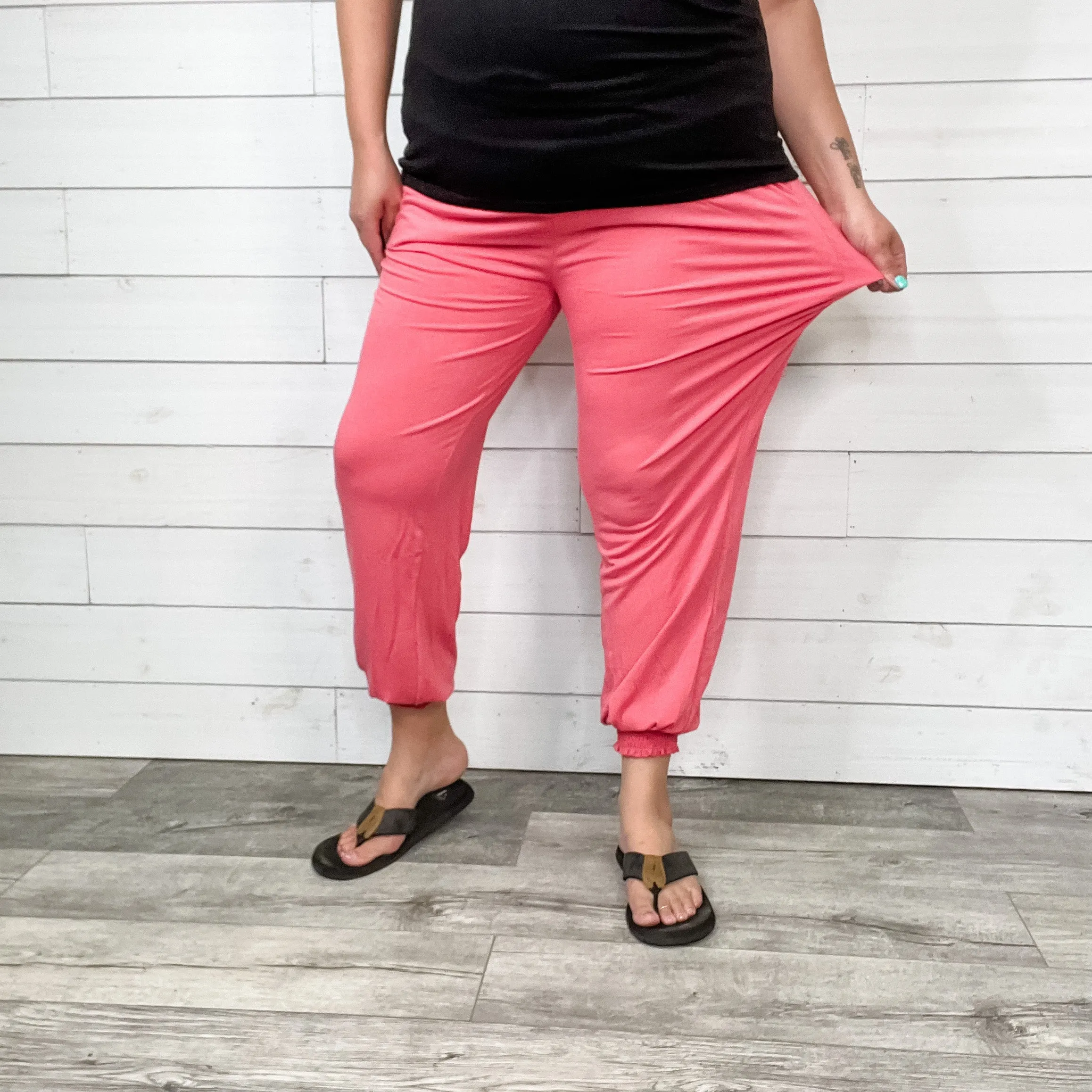High Waisted Smocked Lounge Joggers (Multiple Colors)