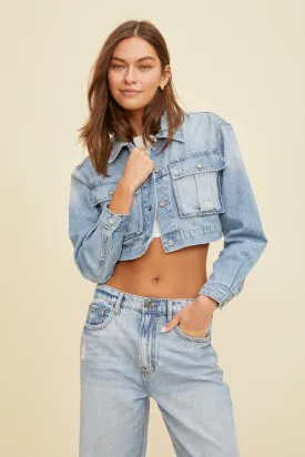 Light Wash Denim Utility Jacket