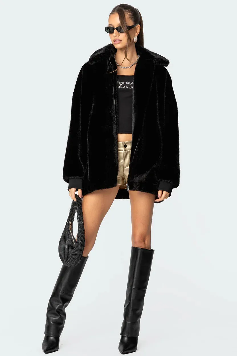 Luxe Cascade Faux Fur Jacket