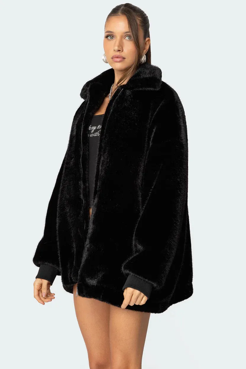 Luxe Cascade Faux Fur Jacket