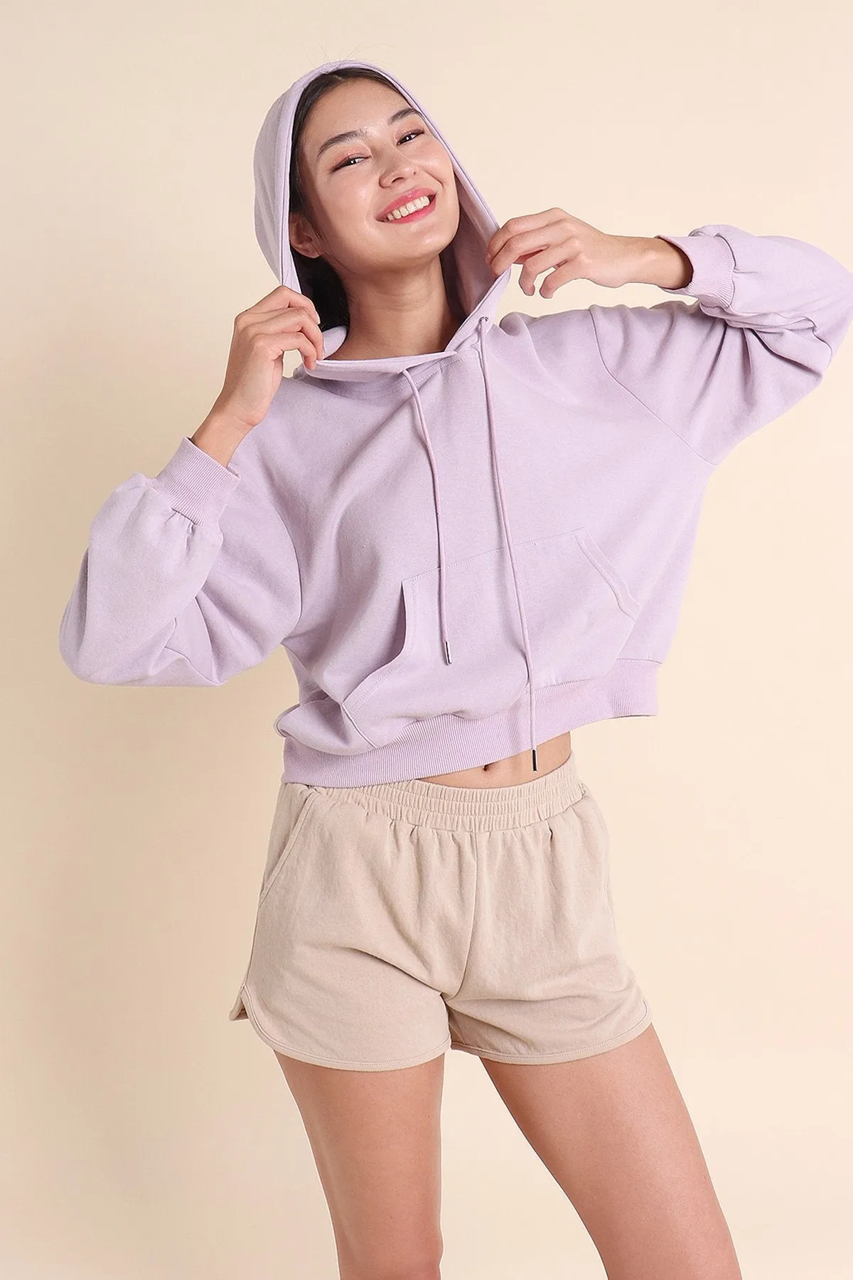 MADEBYNM BASIC NOELLE COMFY 2-PIECE HOODIE SET IN ECRU