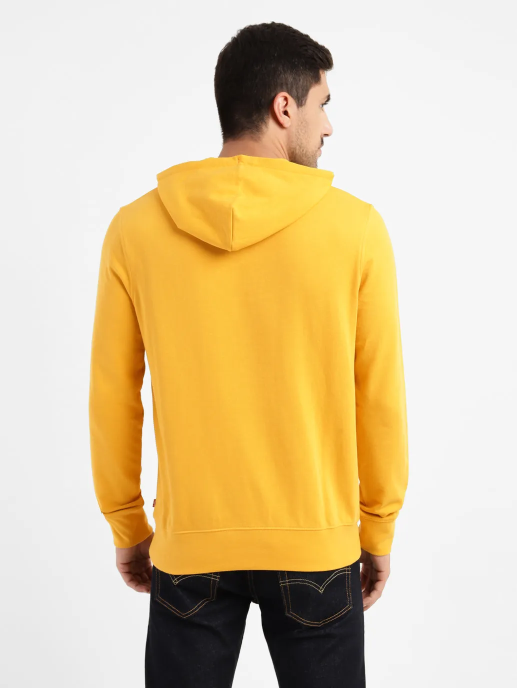 Men's Graphic Print Hooded Sweatshirt Yellow