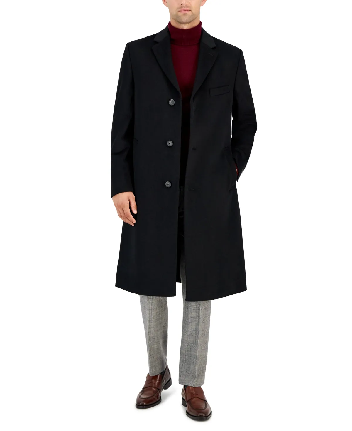 Michael Kors Mens Classic fit Overcoat Coat 48 R Black Solid