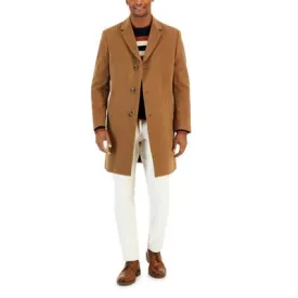 Nautica Mens Classic fit Overcoat Coat 41 R Beige Solid