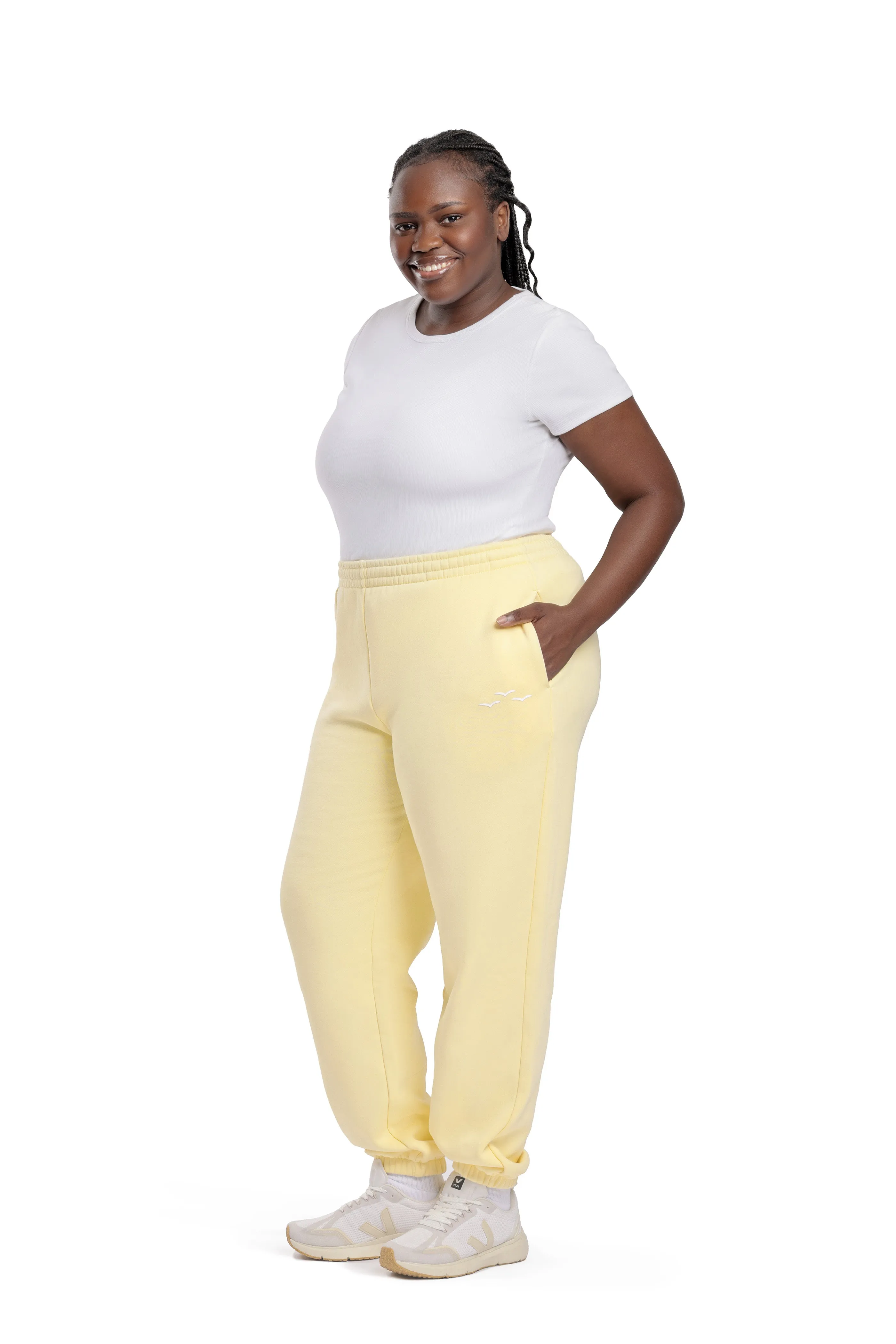 Nova premium fleece relaxed joggers in banana yellow