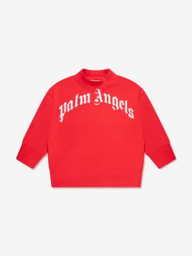 Palm Angels Boys Classic Curved Logo Sweatshirt in Red