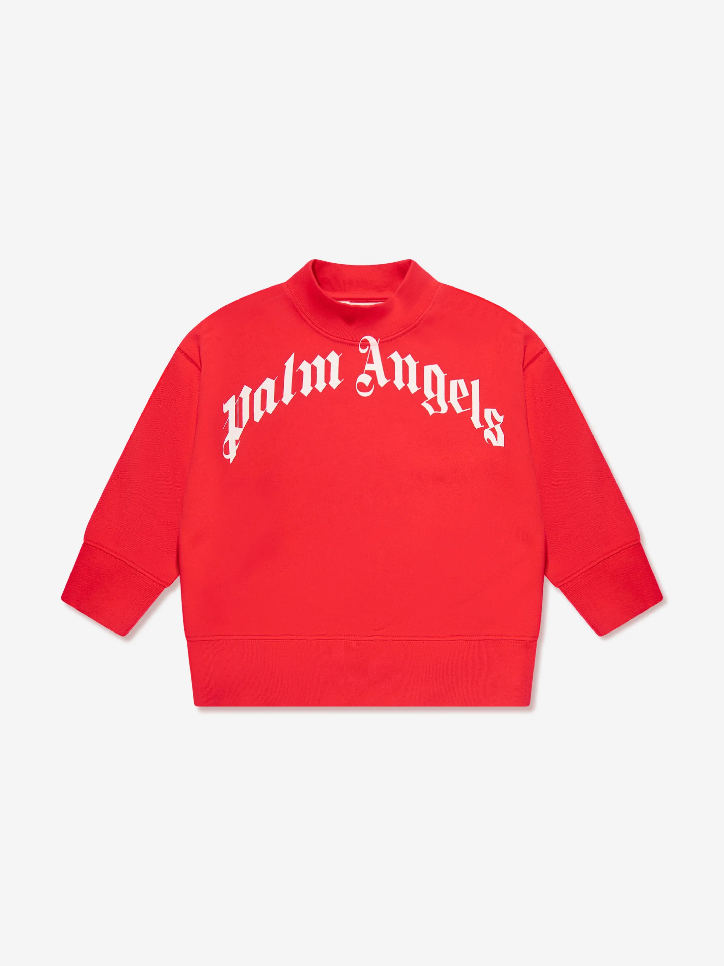 Palm Angels Boys Classic Curved Logo Sweatshirt in Red