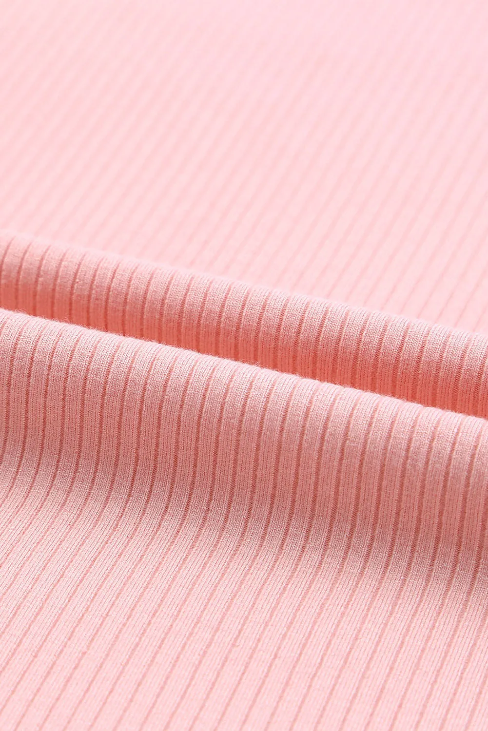 Pink Casual Dotty Layered Ruffle Ribbed Knit Top