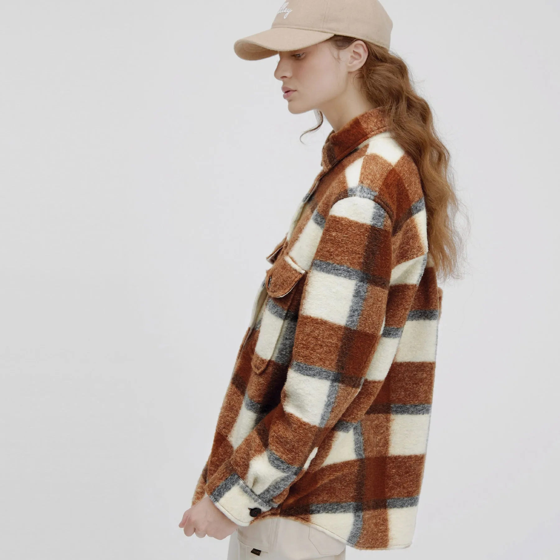 Plaid Shirt Jacket (Camel)