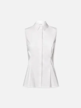 Pleated Sleeveless Shirt -- White
