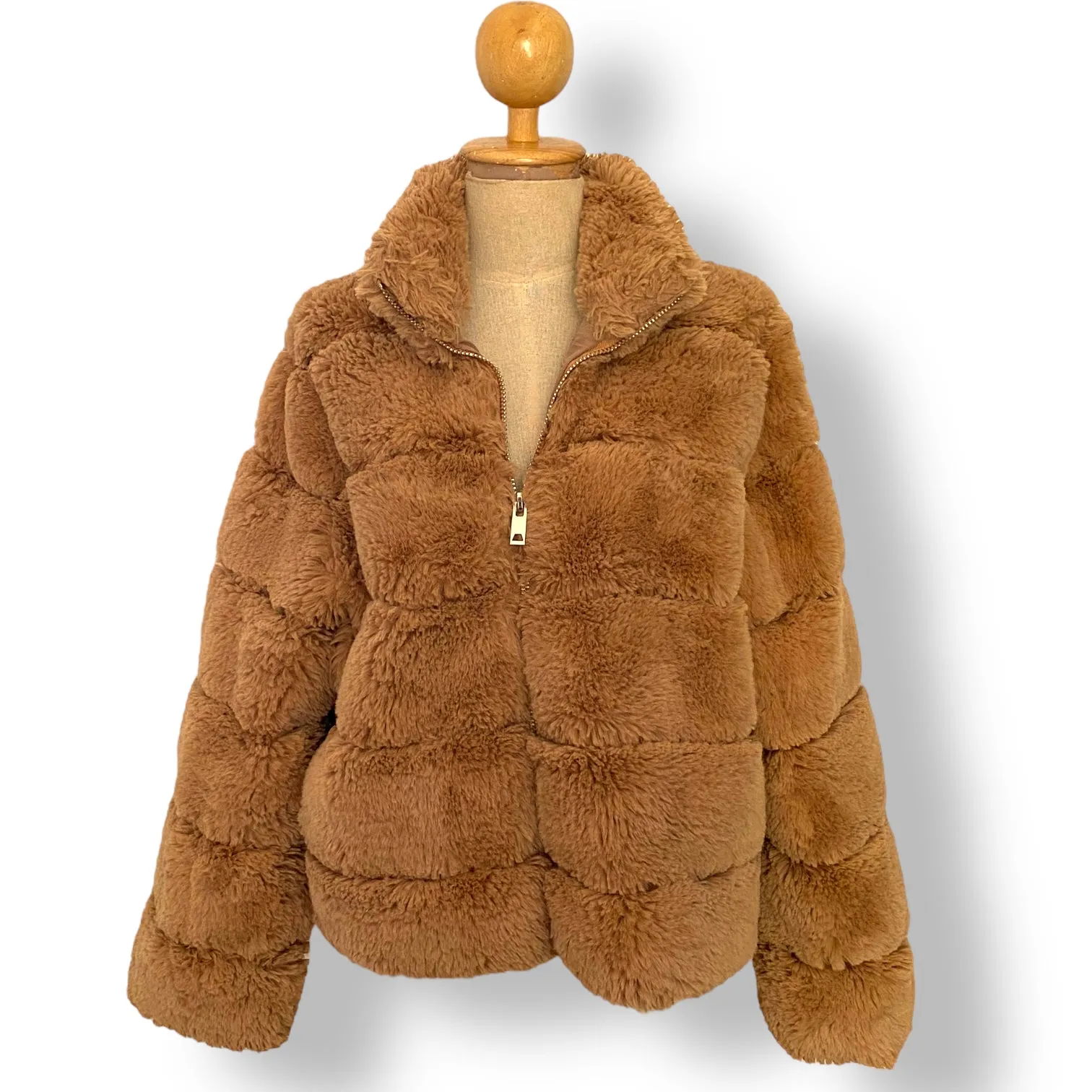 Preloved Soft Caramel Faux Fur Jacket