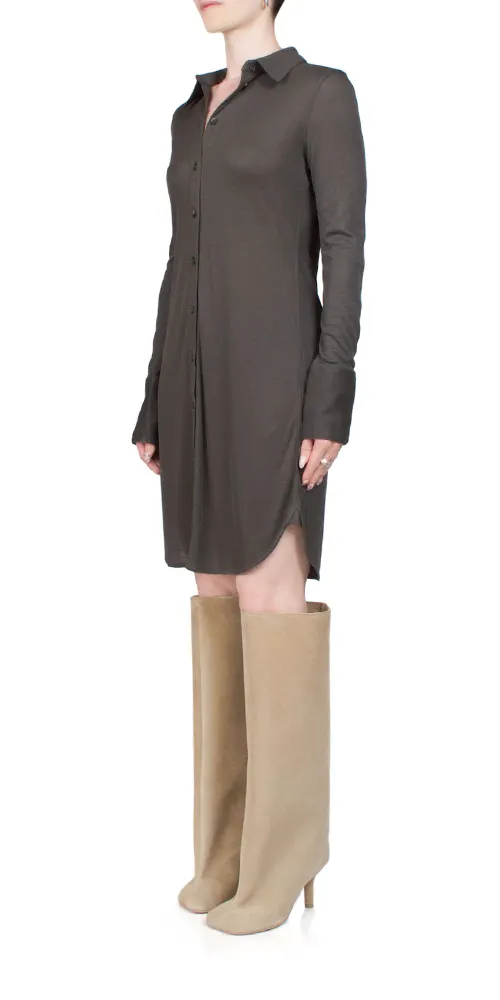 Ribbed Shirt Dress Graphite