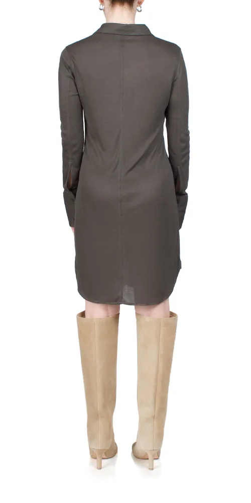 Ribbed Shirt Dress Graphite