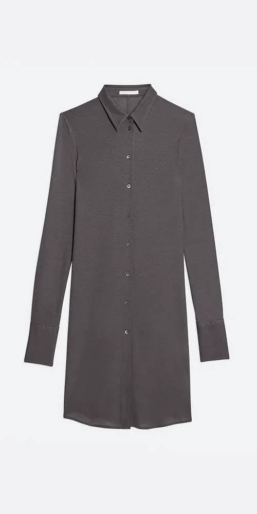 Ribbed Shirt Dress Graphite