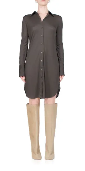 Ribbed Shirt Dress Graphite