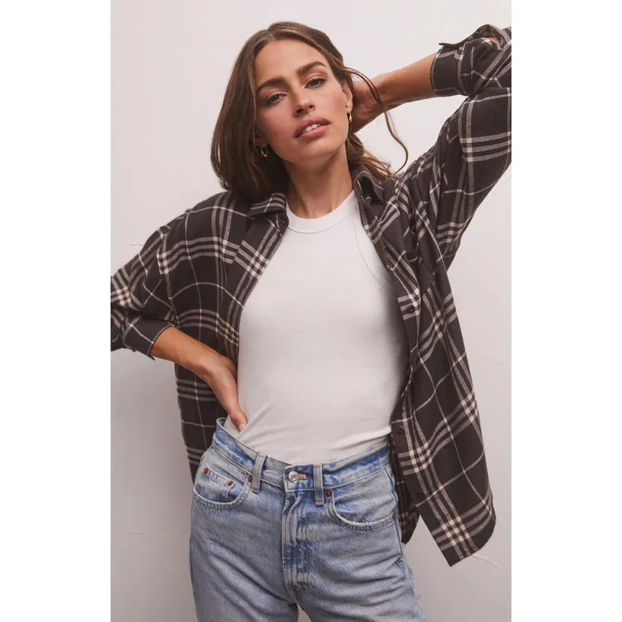 River Plaid Button Up Shirt | Black, Mermaid Green