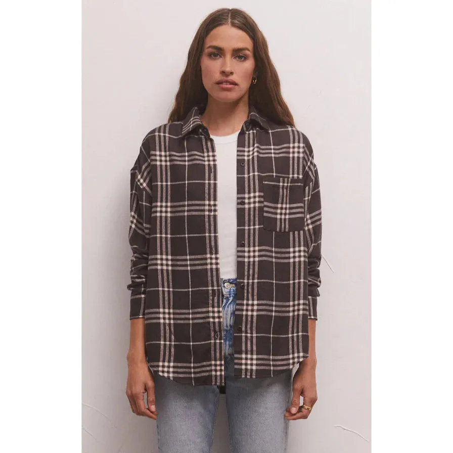 River Plaid Button Up Shirt | Black, Mermaid Green