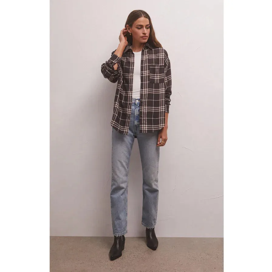 River Plaid Button Up Shirt | Black, Mermaid Green