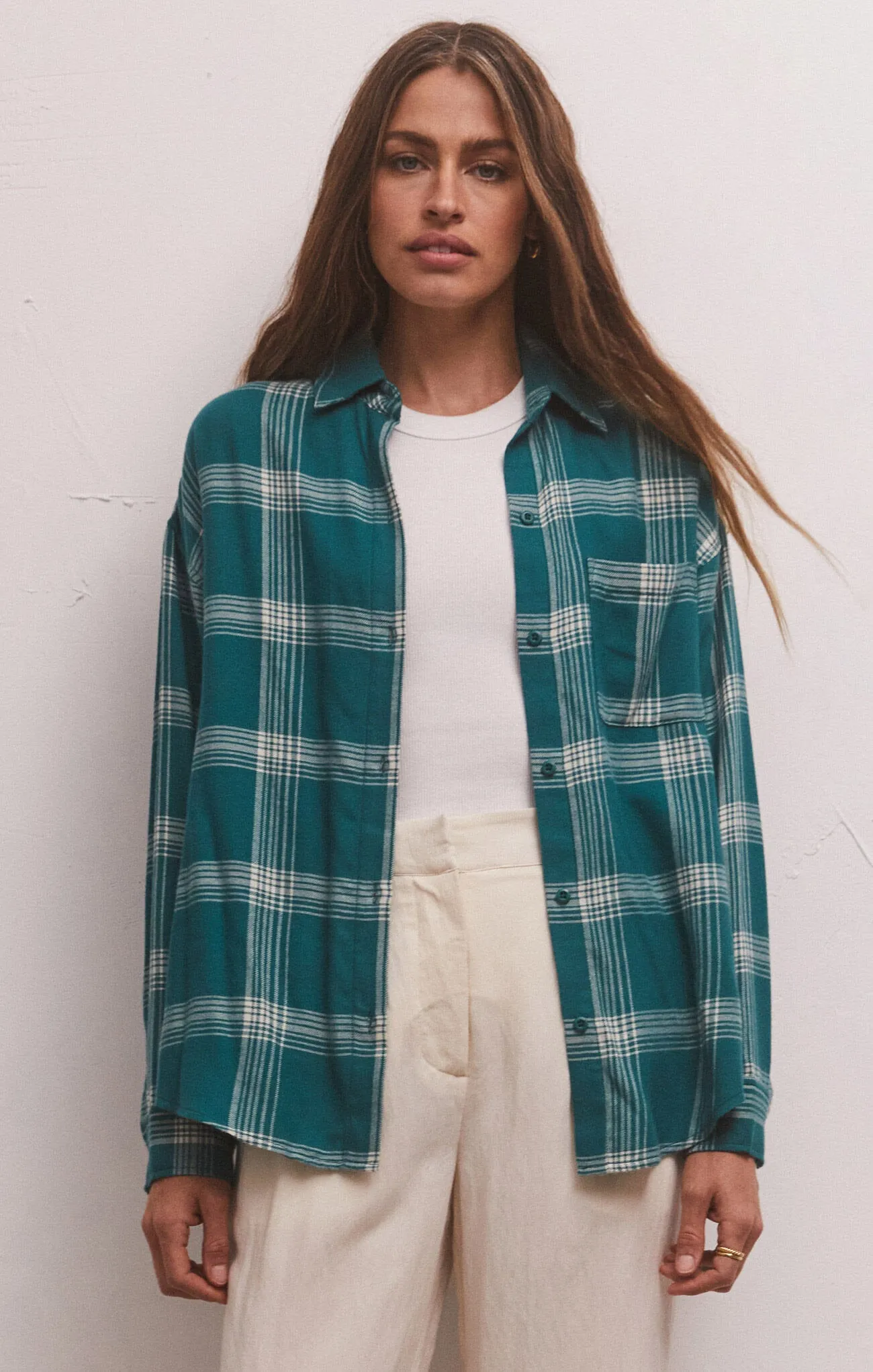 River Plaid Button Up Shirt | Black, Mermaid Green