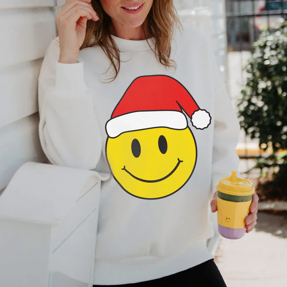Santa Happy Face Crewneck Wholesale Sweatshirt