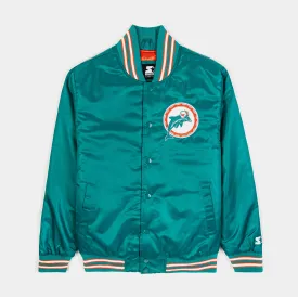 Shoe Palace Exclusive Miami Dolphins Satin Bomber Mens Jacket (Blue/Orange)