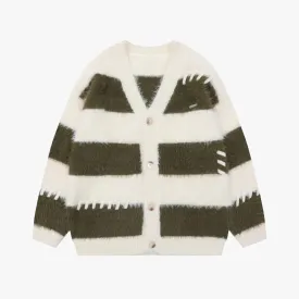Soft Aesthetic Unisex Striped Oversized Cardigan