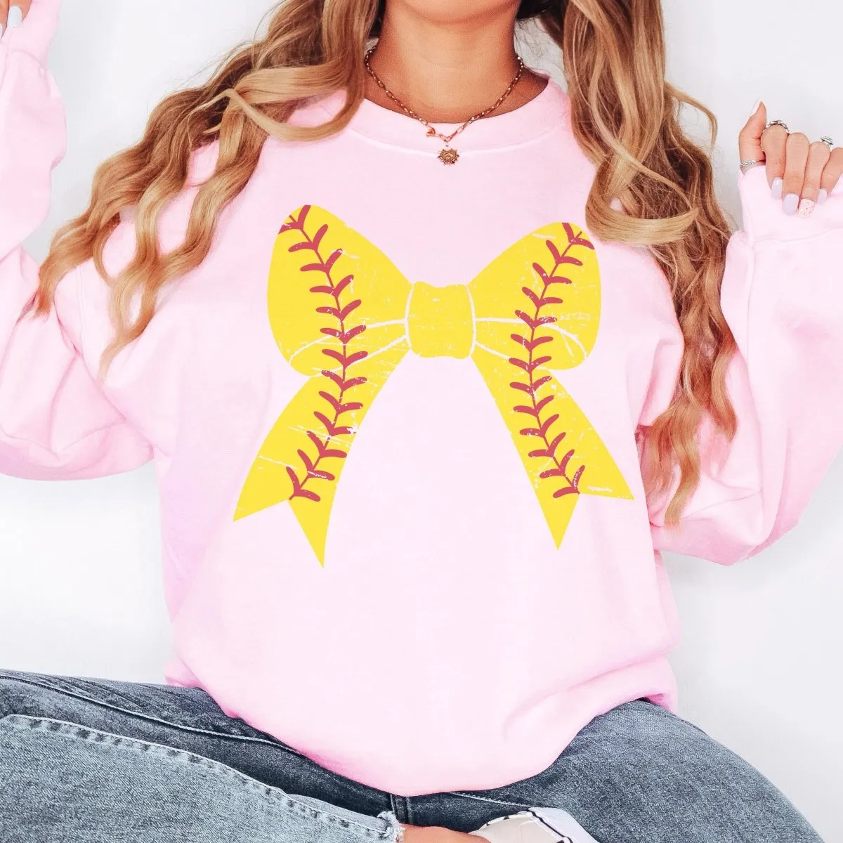 Softball Large Bow Sweatshirt