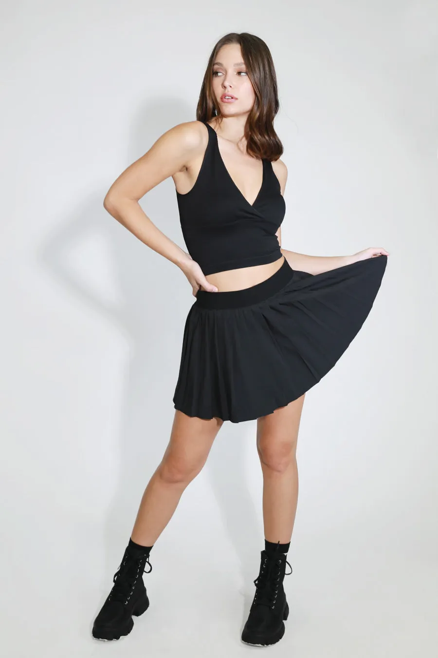 Surplice Ribbed Crop Top