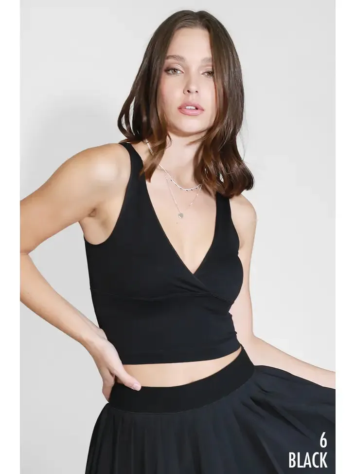 Surplice Ribbed Crop Top