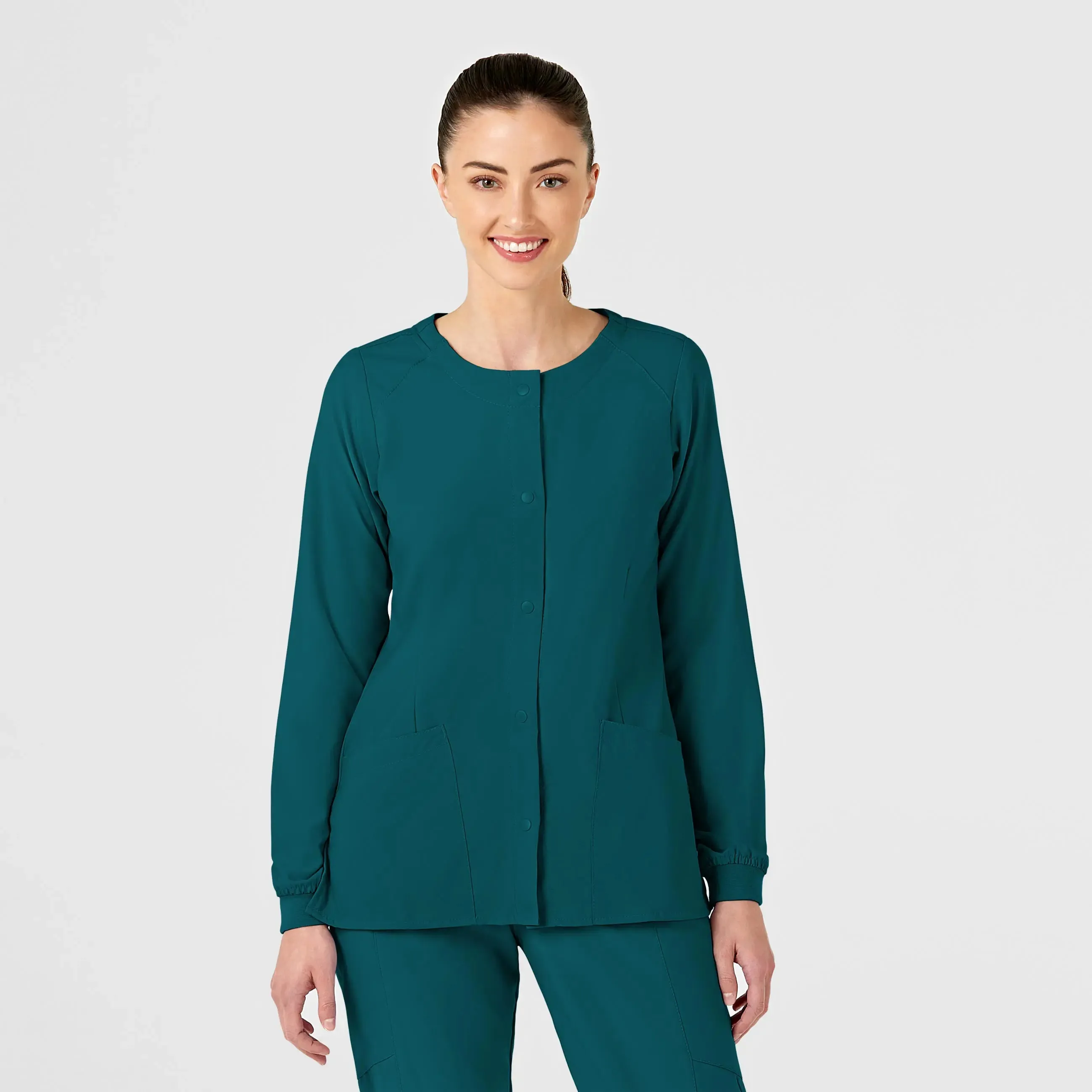 Wink Women's Crew Neck Warm Up Jacket - Caribbean Blue