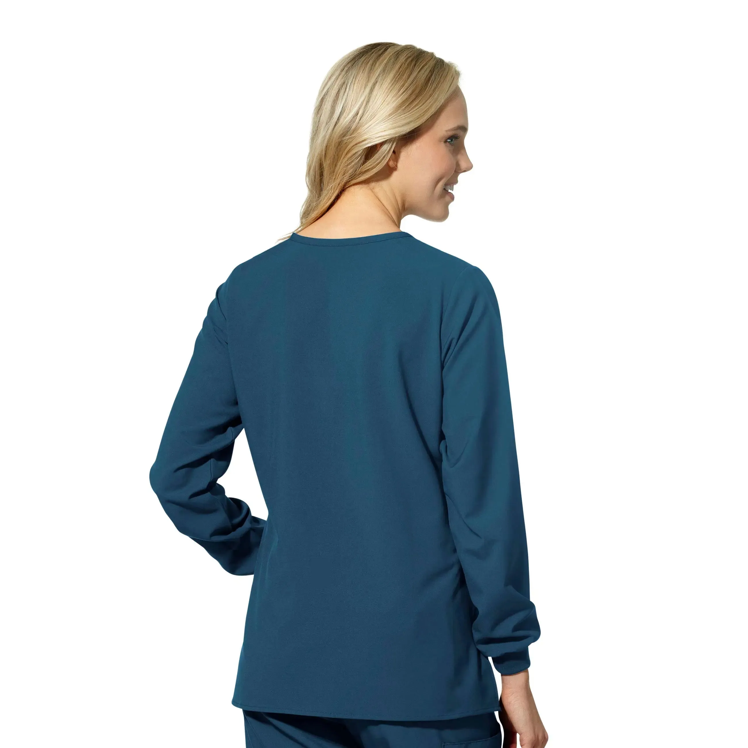 Wink Women's Crew Neck Warm Up Jacket - Caribbean Blue