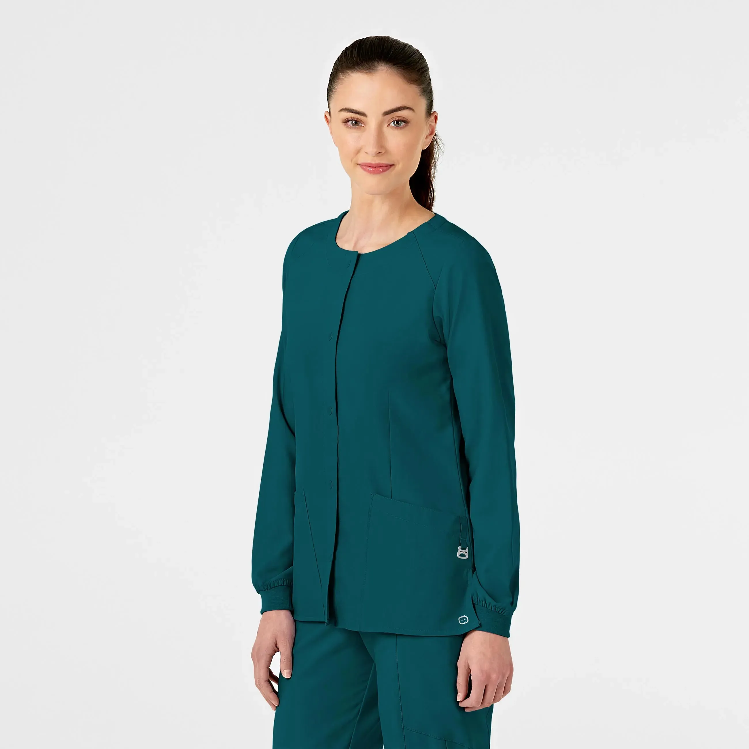 Wink Women's Crew Neck Warm Up Jacket - Caribbean Blue